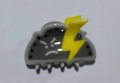 Cute gray cloud hair claw clip with yellow lightning bolt and angry facial expression - 5cm / Gray