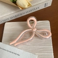 Pinza para el pelo con forma de lazo rosa de acrílico transparente y muelle de metal - Goteo de Aceite Naranja