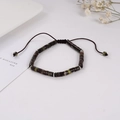 Handgewebtes Armband mit lila Amethyst-Perlen und verstellbarem Kordelzug für Unisex - Schwarz Grün (BNS-0174-Schwarz Grün)