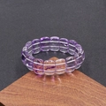 Bracelet en perles de quartz fantôme violet rectangle avec doubles fils élastiques - Violet