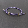 Bracelet tressé violet et argent réglable avec des boucles coulissantes en métal doré - Bleu et Blanc