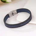 Pulsera vintage de cuero azul marino para hombre con greca griega y cierre de acero - Púrpura