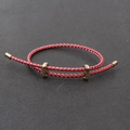 Bracelet cordon bicolore rouge et violet réglable avec fermoirs en métal doré chic - Rose Rouge