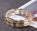 Bracelet en perles de cristal rectangulaires champagne avec cordon élastique - Light jaune