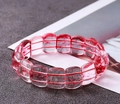 Bracelet en perles de verre de cristal fantôme en forme de pomme, tons rouge et blanc - Rouge