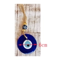 6cm Turkish blue evil eye wall hanging with golden beads and rustic jute rope - Diameter 6 (NS-0122-6CM) / Blue Eye