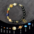 Bracciale pianeti sistema solare in pietre naturali con ciondolo Leone e stella oro - Leone