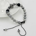 Dettaglio dell'elmo spartano e perline di pietra vulcanica su bracciale intrecciato - Stile Elmo Spartano Pietra Paesaggio (8mm)