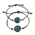 Bracciali di coppia intrecciati luminosi con sole e luna e cordino nero regolabile - Stile Luna Stella Luminosa Blu (BM-0092)