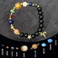 Detailed chart of solar system beaded bracelet with natural stones and zodiac charm - Aries / Standard