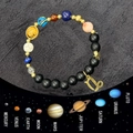 Bracciale in pietre naturali sistema solare con ciondoli capricorno e stella dorata - Capricorno