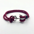 Pulsera de cuerda milanesa roja hecha a mano con cierre de ancla plateado para parejas - Cierre de Ancla - Rojo Oscuro