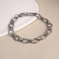 Industrial titanium steel chain necklace with sapphire pendant and heavy link design - Stainless Steel Cross Chain (BST-0144)