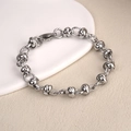 Hip hop titanium steel silver chain necklace with blue sapphire and rope knot metal beads - Crossover Link Chain (BST-0144)