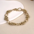 Chunky gold stainless steel link chain necklace with sapphire pendant in hip-hop style - Gold Plated Cross Chain (BST-0144)