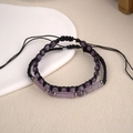 Braccialetti fatti a mano in ametista e occhio di tigre con cordini intrecciati regolabili - Purple Crystal