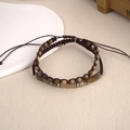 Set di braccialetti in perline di ametista e occhio di tigre intrecciati a mano - Occhio di tigre