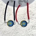 Coppia di bracciali in corda intrecciata sole e luna con ciondoli in vetro per amanti - Stile Sole Luna Stella Colorato 1 (BM-0107)