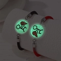 Luminous couple bracelets with sun moon cartoon pattern and woven rope in black and red - Luminous Stickman Fun Style (BR24Y0290-8)