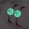 Luminous braided couple bracelets with sun moon pendants and Always Forever text - Luminous Heart and Letter Red and Black Rope Style (BR24Y0290-7)