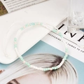 Orecchini a cerchio boho fatti a mano con perle verde menta, bianche e rosa per donna - Perline Verdi e Bianche (MSC-0045-Verde-Bianco)