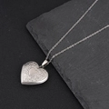 Engraved heart locket necklace in silver stainless steel with floral patterns - Steel Heart Locket