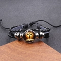 Vintage gevlochten lederen armband met kompas kruis en bijbel glazen koepel voor heren en dames - Kruis (BB-0058-Kruis)
