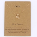 Collar de signo zodiacal Leo dorado con colgante y tarjeta de exhibición de regalo - Leo
