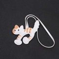 Kreativer Schlüsselanhänger aus PU-Leder Katze in Weiß und Orange mit Ziernaht - Weißer Katzenstil (KC-0029-Weißer Katze)