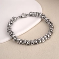 Chunky silver sapphire titanium steel chain necklace with lobster clasp for men - Round Cross Chain (BST-0144)