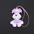 Mignon porte-clés chien Schnauzer en cuir violet et blanc pour sacs avec couture main - Violet
