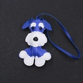 Charm de sac chiot Schnauzer en cuir bleu et blanc avec une élégante lanière de suspension - Bleu
