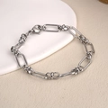 Silver titanium steel thick link chain bracelet with lobster clasp for men and women - Square Knot Link Chain 2 (BST-0144)