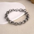Hip hop titanium steel chain necklace in gun grey finish with industrial link design - Hammered Faceted Cross Chain (BST-0144)