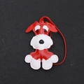 Handmade red and white leather Schnauzer dog keychain pendant with leather lanyard - Red