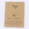 Golden Virgo zodiac pendant necklace on rustic brown kraft card display for gift giving - Virgo