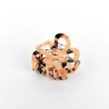 Hollow flower hair claw clip with leopard print acetate and colorful rhinestones - 5cm / Light Leopard