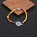 DIY Edelstahl Armband-Basis mit orangefarbenem Wildlederband und verstellbarem Verschluss - Orange