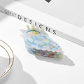 Conch shell acetate hair claw clip with colorful marble pattern and pearlescent finish - Iridescent Blue Conch Style
