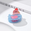 Chic cellulose acetate shark hair claw clip in a colorful cartoon rooster design - 5cm / Sky Blue