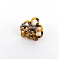Brown tortoise shell acetate hair claw with hollow pattern and small rhinestones - 5cm / Dark Leopard
