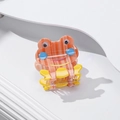 Pince à cheveux grenouille mignonne avec motif rayé orange et poignée jaune vive - 4.3cm / Corail