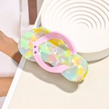 Creative flip-flop shaped acetate hair claw with colorful marble texture and pink rhinestones - Flip-Flops Claw (7.2cm)
