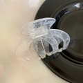 Grande molletta per capelli traslucida con motivo in pizzo bianco e molla metallica - Bianco Piccolo 6.5cm