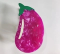 Eggplant shaped acetate hair claw clip with purple pearlescent finish and green leaves - Eggplant Style (8*4*3cm)