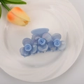Elegante pinza per capelli in acetato azzurro con design a rose per donna - Fiore Blu 9cm