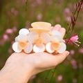 Elegante molletta per capelli in acetato con fiori arancioni e bianchi da donna - Fiore Albicocca 9cm