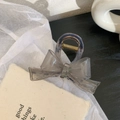 Elegante pinza para el pelo con lazo gris púrpura transparente y resorte metálico dorado - 8.5cm / Gris Azulado Con Lazo Gris