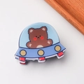 Dettaglio della pinza per capelli in acrilico con design UFO cartoon e orsetto - UFO Blu Orso (Stile C-5.5CM)