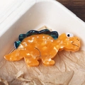 Orange dinosaur hair claw clip with green fins and sparkling rhinestones for women - Yellow Dinosaur Style
